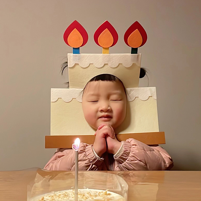 生日氛围感道具装饰蛋糕头饰帽子儿童男女孩周岁宝宝场景拍照气球