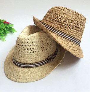 T931儿童草帽爵士帽纸草礼帽男童夏季软出游遮阳帽潮帽宝宝新款