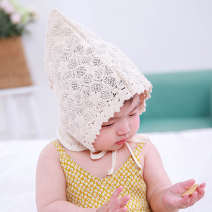 水溶精灵帽宝宝公主帽婴儿花边蕾丝帽子儿童包头帽 新款 韩版 T1418