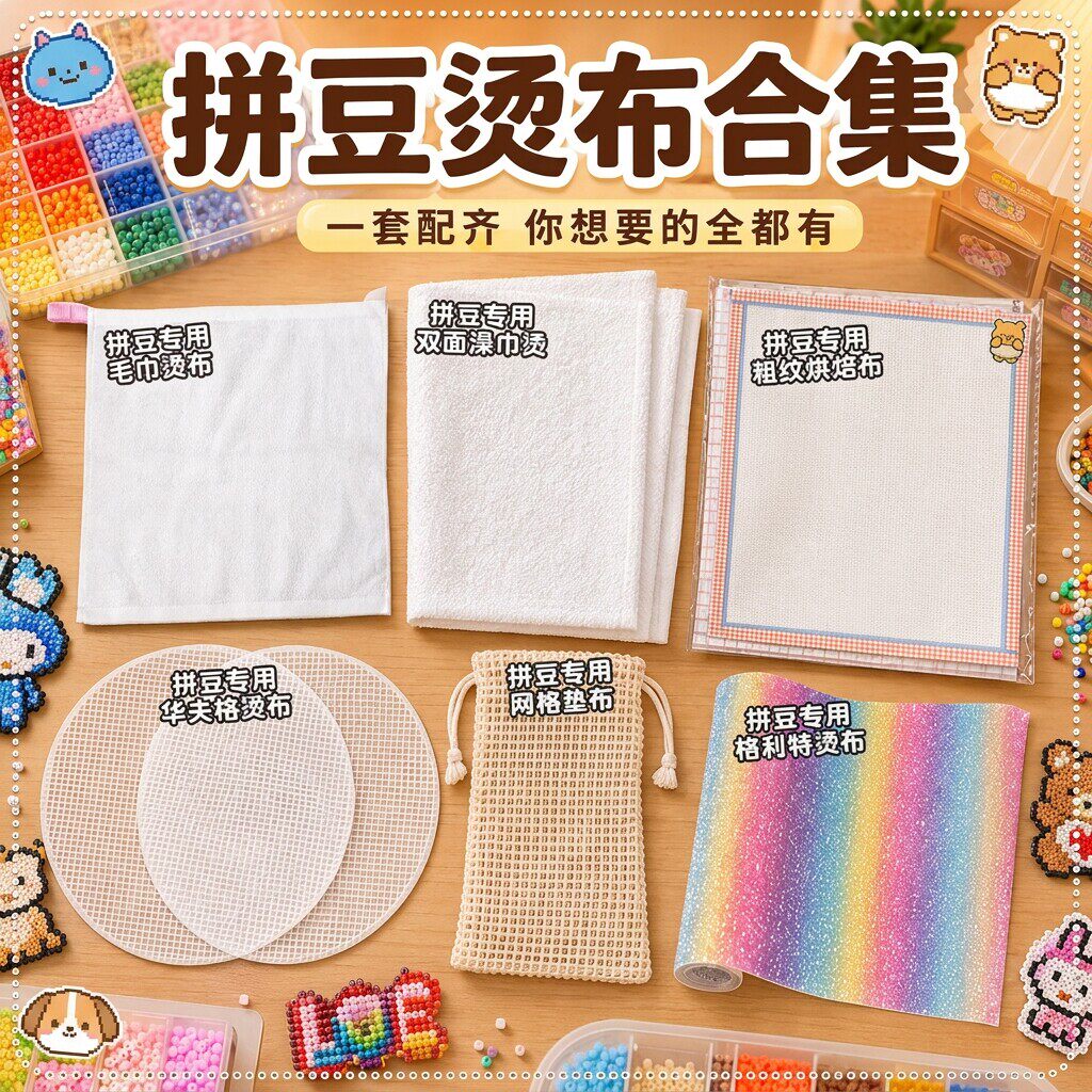 拼豆专用双面搓澡巾烫布助烫纯棉毛巾耐高温烘焙布熨烫纸粗砂纹理