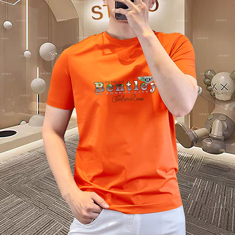 2025新款高级感潮牌丝光棉烫钻圆领短袖T恤男合身体恤夏季新款t恤,男装,T恤,淘宝优惠券,粉丝福利购,淘宝优惠卷