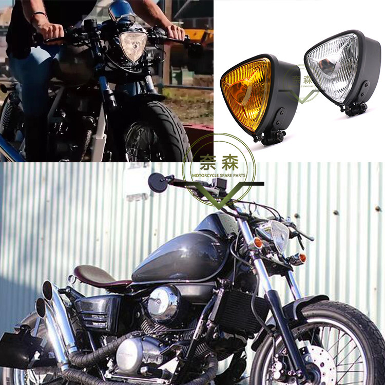 摩托车复古改装三角金属玻璃大灯 哈雷 old school  前大灯 车灯|ruв категории мотоцикл/оборудование/аксессуары, аксессуары мотоцикла, свет мотоциклов - от Buy2taobao.com для оказания профессиональной услуги покупки агента Taobao
