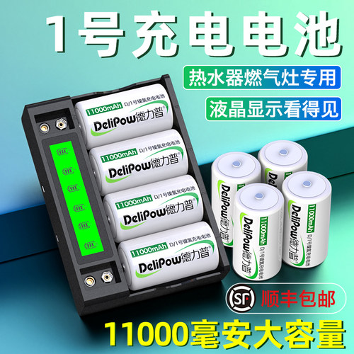 德力普1号充电电池大容量燃气灶热水器通用充电器D型一号LR20大号1.5v锂电正品煤气灶天然气灶专用电池套装 - 封面
