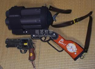 需自己做 70202 地狱男爵男孩 big baby 手炮 左轮手枪 3D纸模型