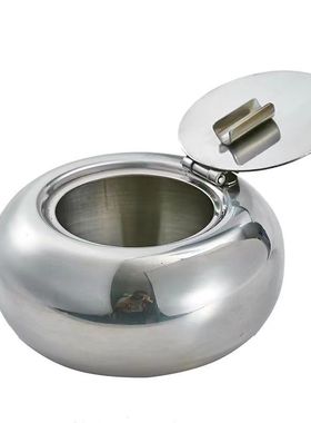 德国Doubledeli不锈钢带盖防风烟灰缸家用酒店客厅防摔烟缸办公室