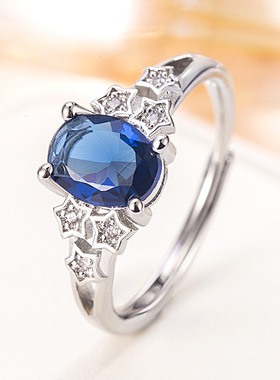 新款蓝宝星星活口戒指
