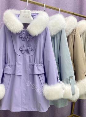 派克服女中长款可拆卸内胆狐狸毛