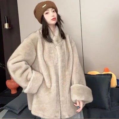 冬季爆款仿兔毛皮草外套