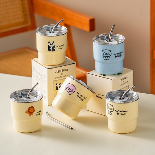 onlycook可爱卡通吸管杯不锈钢