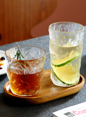 onlycook创意冰川纹玻璃杯子酒杯家用水杯啤酒杯牛奶杯果汁咖啡杯
