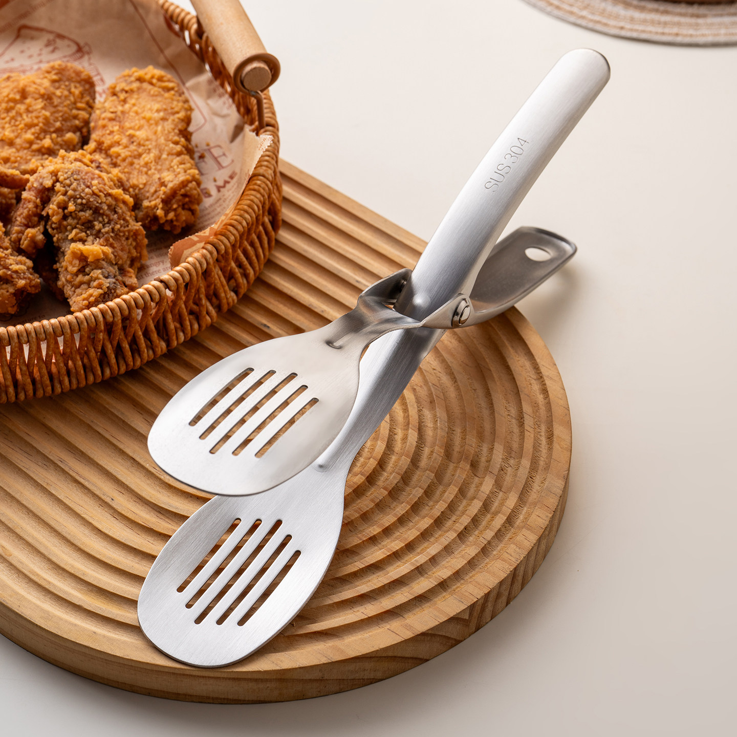 onlycook 304不锈钢食品夹面包夹酒店自助餐商用专用夹子沙拉夹