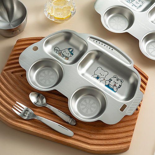 onlycook儿童餐盘抗菌304不锈钢