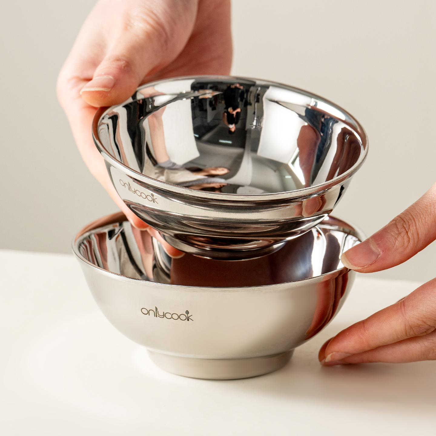 onlycook304钢儿童碗双层隔热