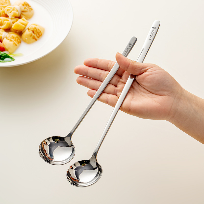 onlycook精致长柄吃饭圆头勺子