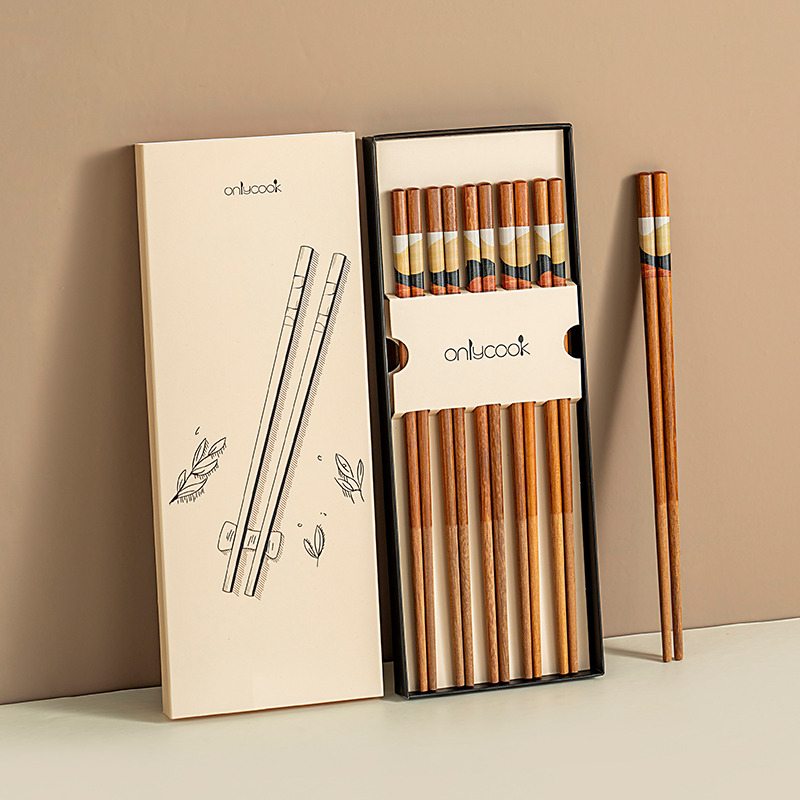 onlycook红檀木筷子十双装