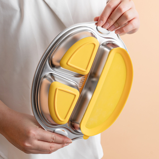 onlycook 304不锈钢餐具分餐盘宝宝婴儿盘子饭盘 儿童餐盘吸盘式