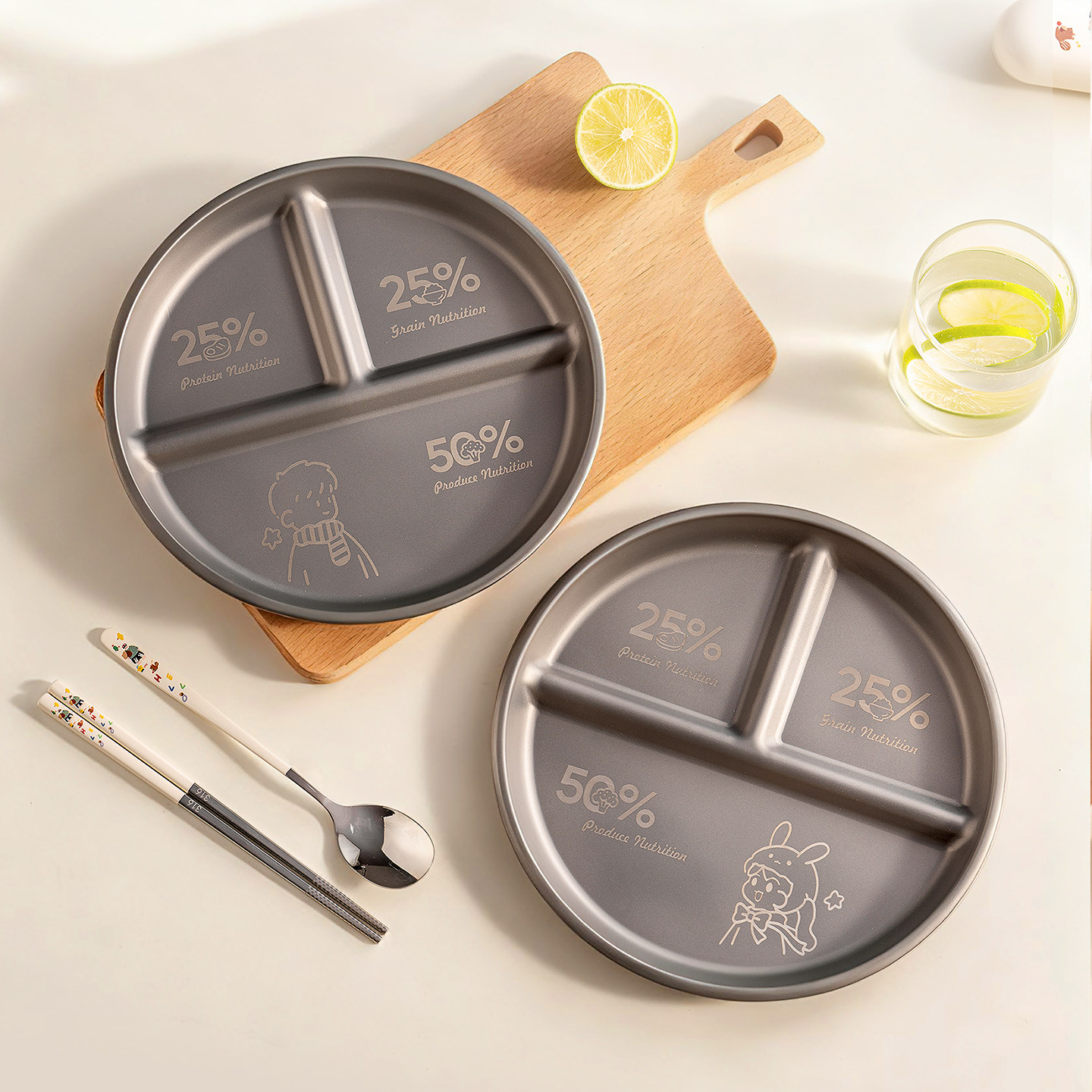 onlycook纯钛餐盘食品级211减肥减脂专用分格盘子家用儿童早餐盘