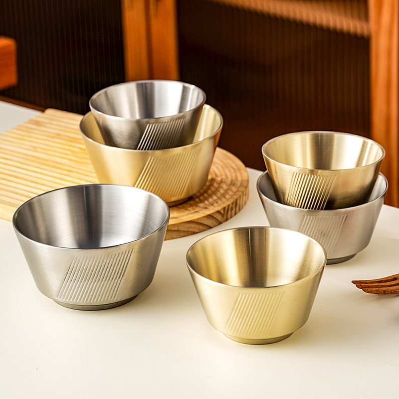 onlycook家用304不锈钢吃饭碗金色双层隔热汤碗儿童专用小碗餐具,餐饮具,碗,淘宝优惠券,粉丝福利购,淘宝优惠卷