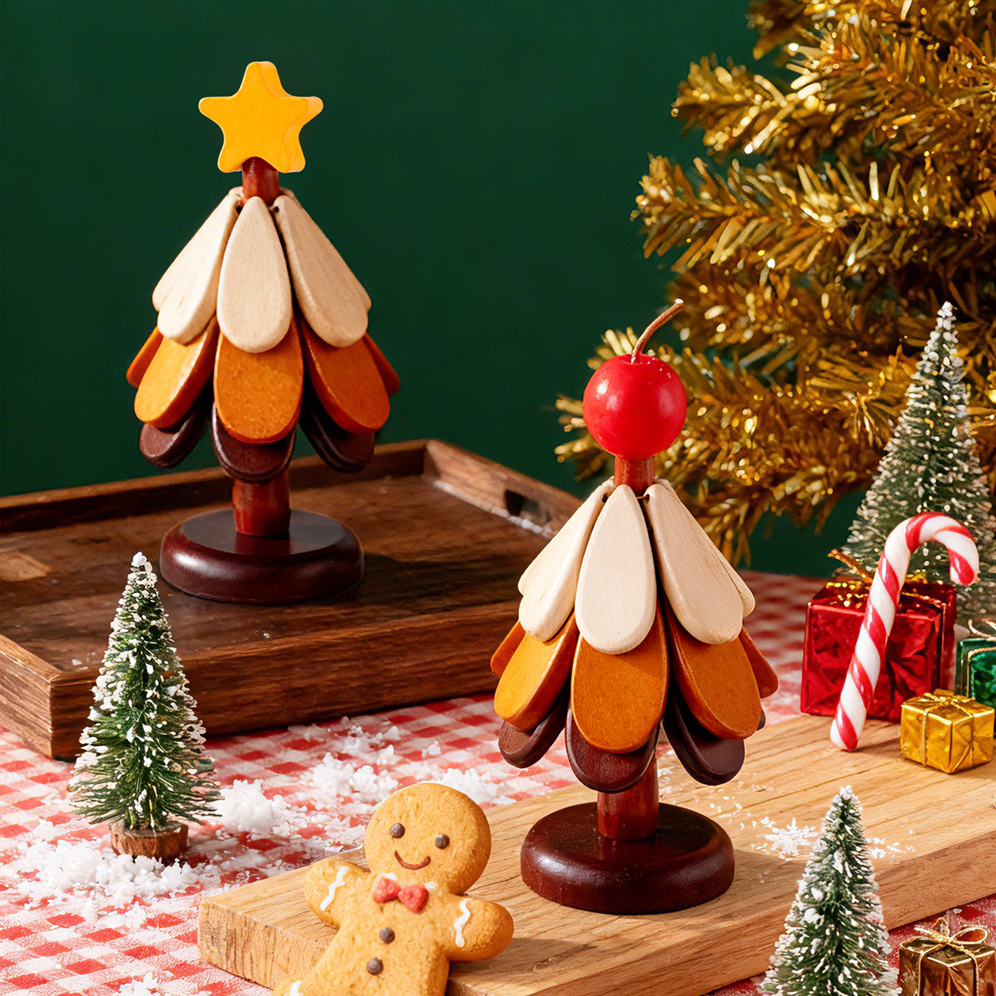 onlycook圣诞树隔热垫实木防烫垫