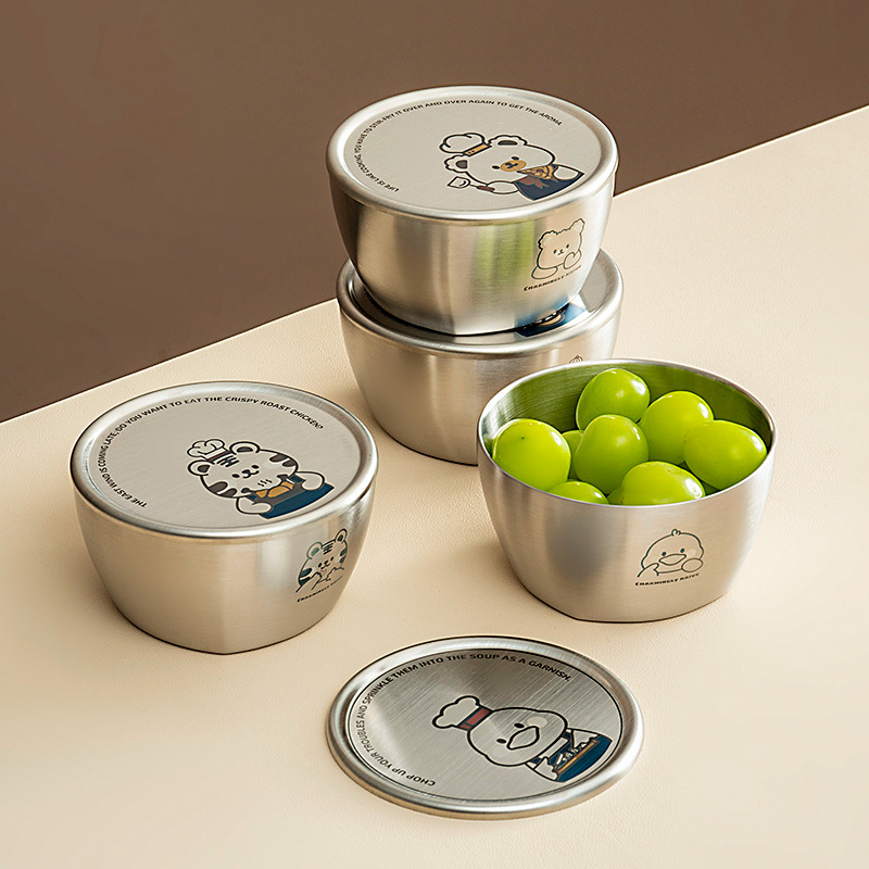 onlycook304不锈钢儿童碗带盖