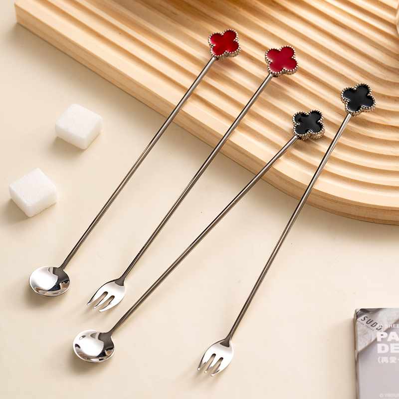 onlycook轻奢四叶草长柄搅拌勺