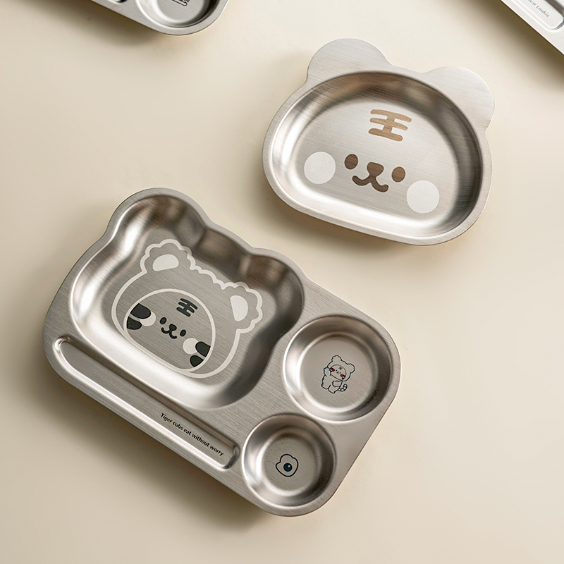 onlycook抗菌304不锈钢儿童餐盘