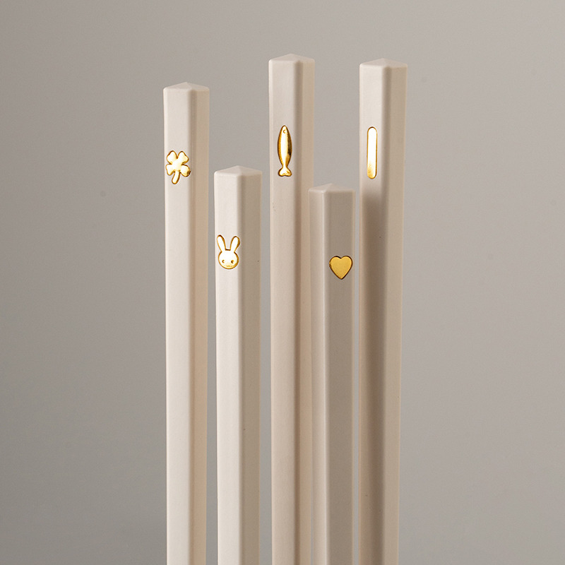 onlycook奶白色合金筷子好看