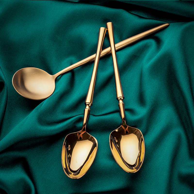 onlycook轻奢金色餐勺长柄汤勺