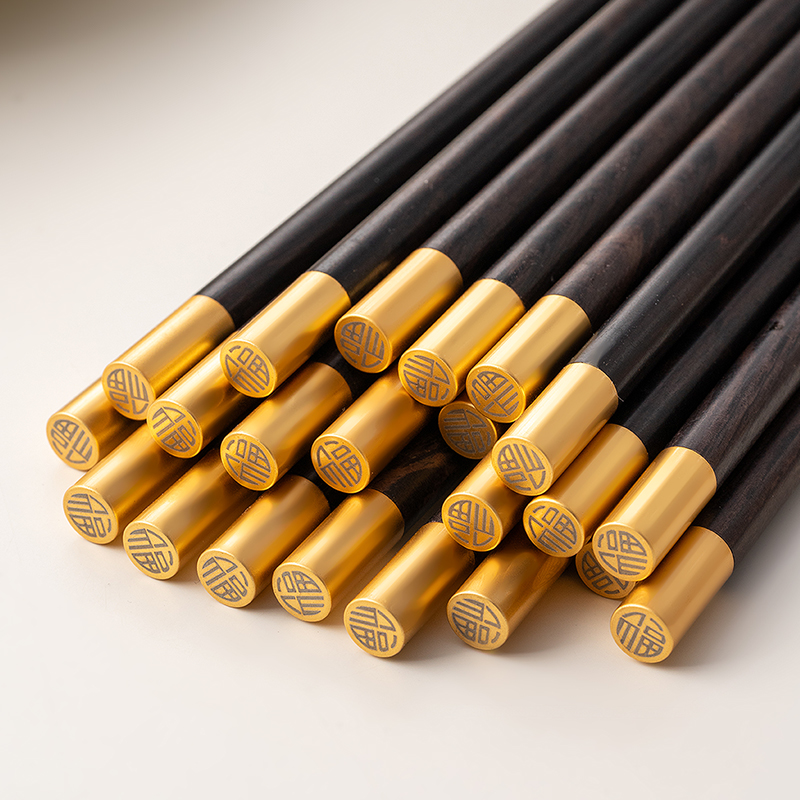 onlycook中式黑檀木金福筷子