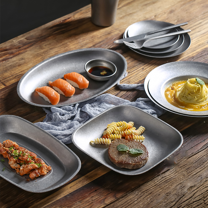 onlycook圆盘方盘304不锈钢做旧