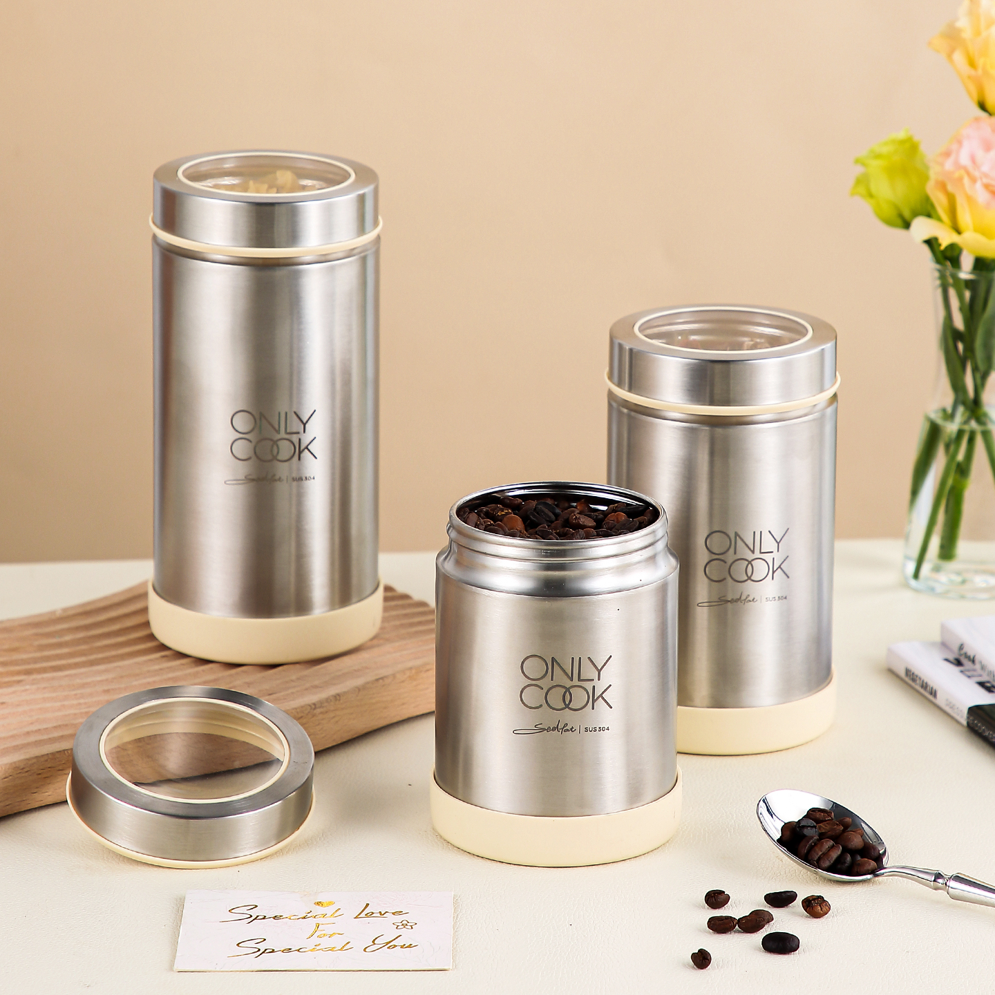 onlycook304不锈钢密封储物罐