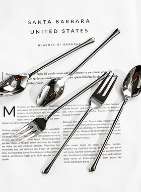 onlycook食品级18-10不锈钢水果叉勺水果签叉子勺子韩式甜品餐具