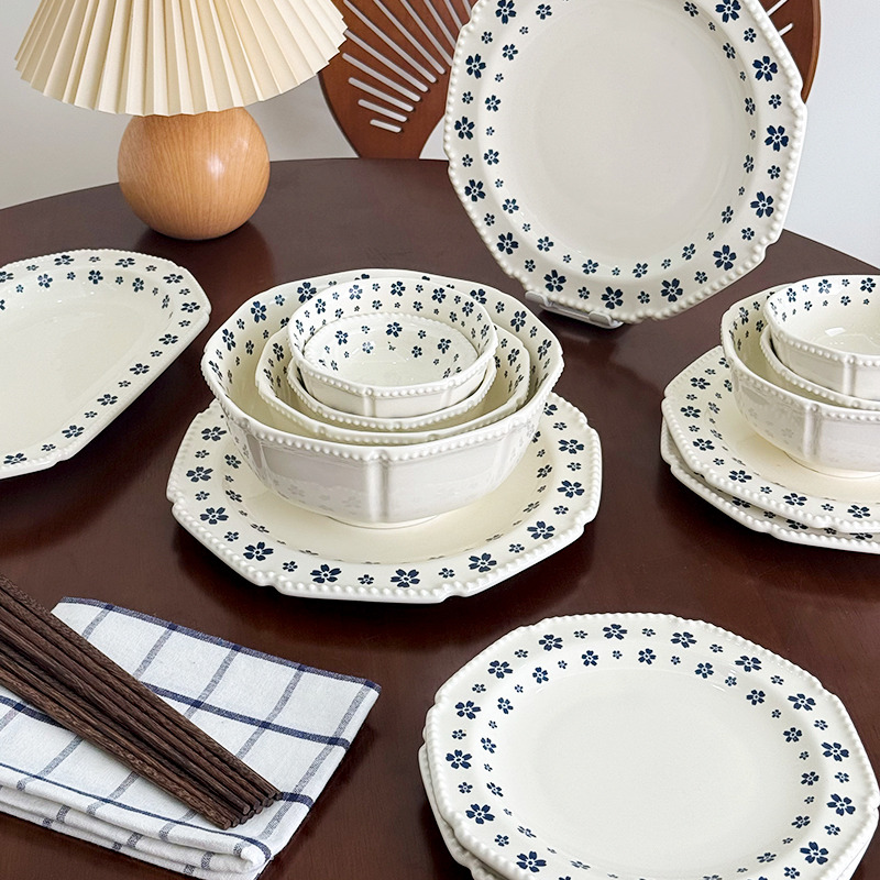 onlycook简约陶瓷餐具碗盘碟套装