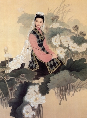 工笔人物国画底稿 王美芳工笔人物8#妙玉白描打印稿学习临摹