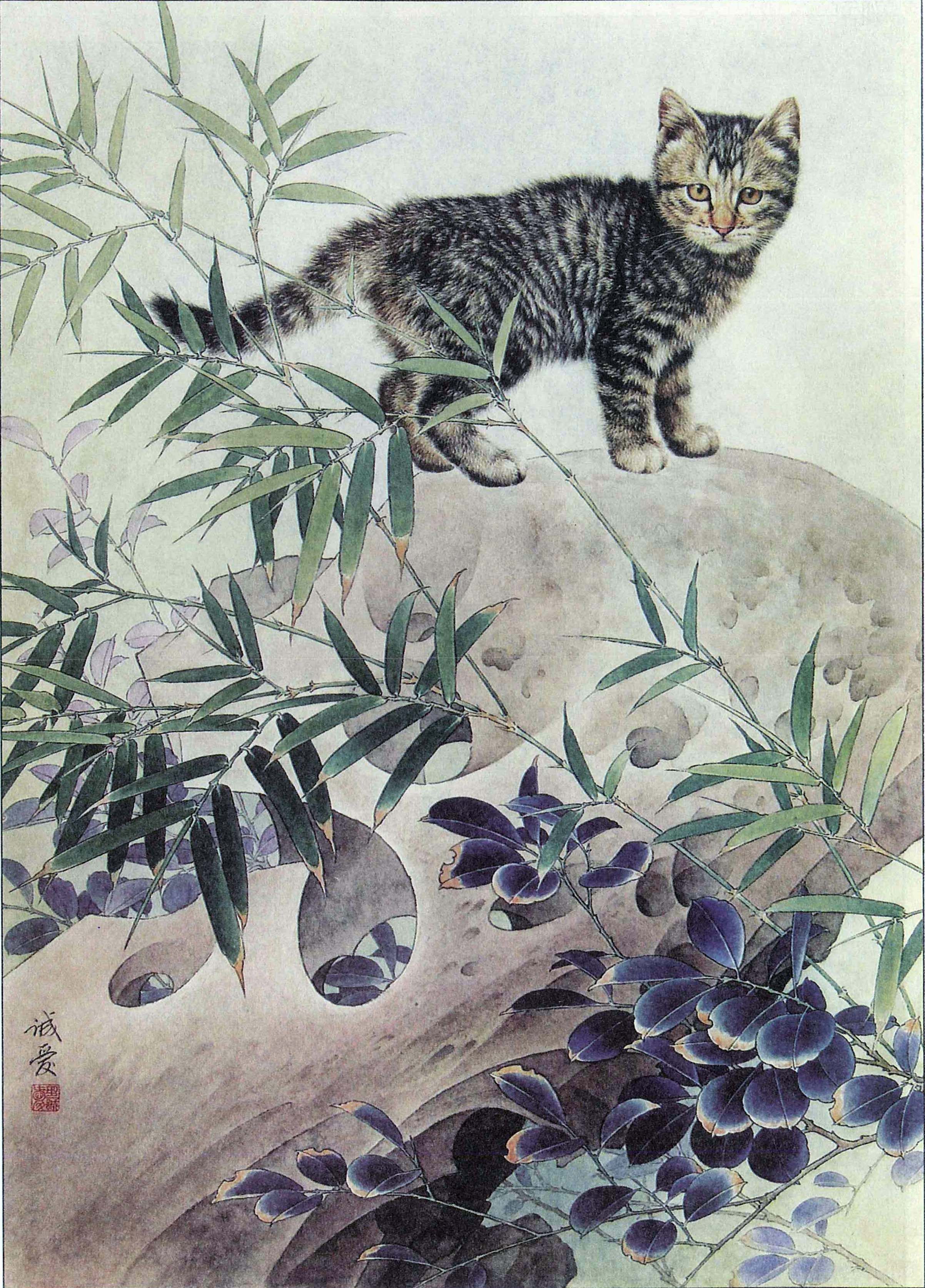 工笔国画底稿 邢诚爱工笔猫小遊俠 白描4#打印稿