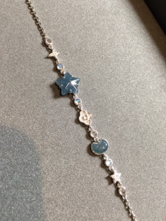 【赏】木易日辰 天然翡翠A货星空蓝星月神话18k钻石手链 设计师款