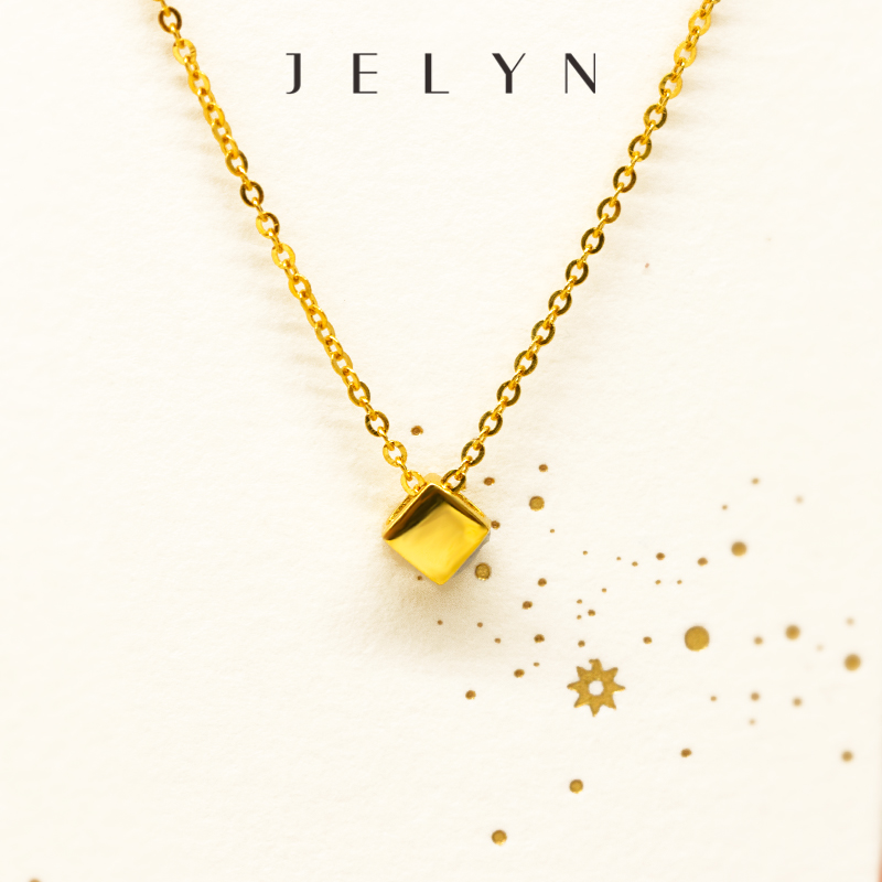 幸运金灿灿小金块项链 玥景18k金黄金au750清新可爱旺财项链吊坠