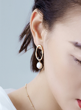 ESCA STUDIO 原创设计925纯银针镂空天然淡水珍珠耳环耳钉巴洛克