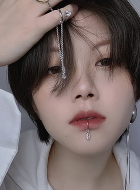 ESCA STUDIO 原创锆石不锈钢钛钢唇夹无洞无痛唇环男女严浩翔同款