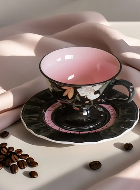 法式高颜值咖啡杯陶瓷特别好看的咖啡杯高档精致杯碟套装下午茶杯