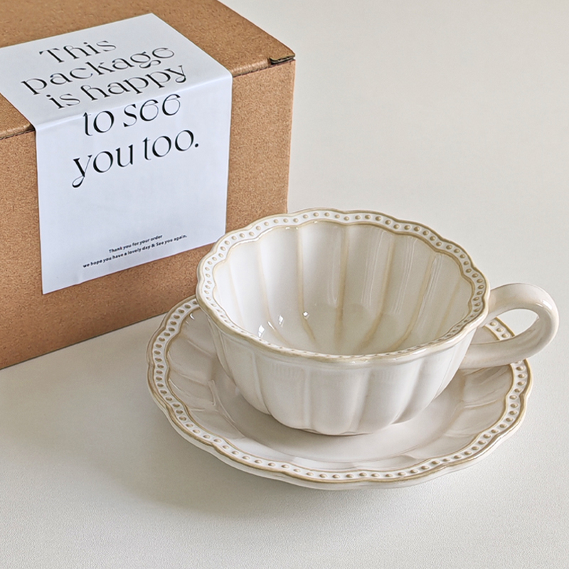 法式复古高颜值咖啡杯陶瓷杯碟