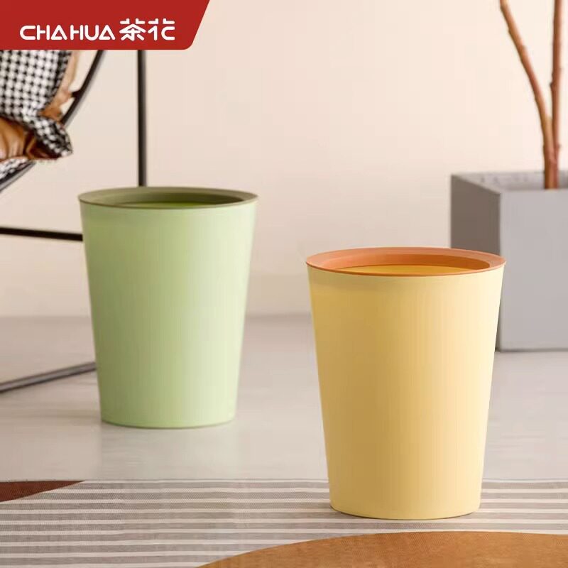 茶花垃圾桶家用客厅轻奢大容量2023新款厨房卧室卫生间颜值无盖