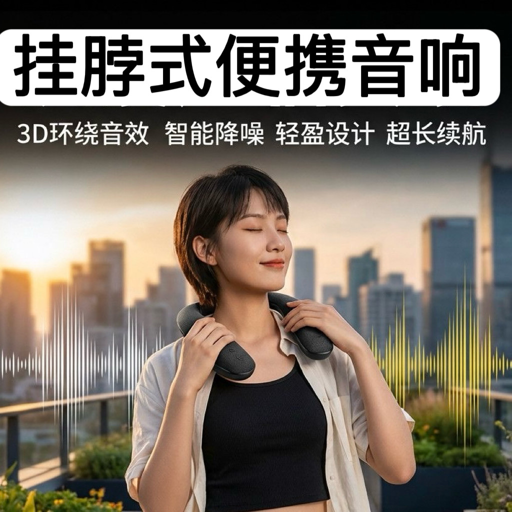 挂脖式新款蓝牙音响不伤耳双喇叭