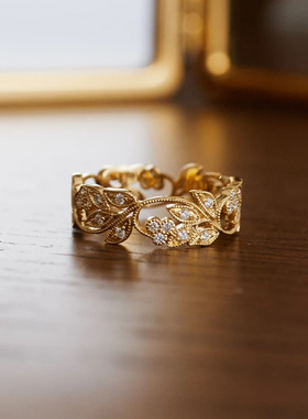 法式轻奢复古风雕花戒指