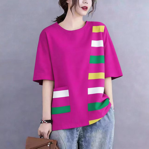 夏季圆领短袖宽松显瘦T恤大码