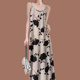 外穿印花碎花显瘦夏季 高档女吊带2025内搭V领无袖 宽松连衣裙遮肚