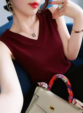 V领吊带背心女2026夏季新款外穿遮肚修身洋气内搭纯色无袖打底衫