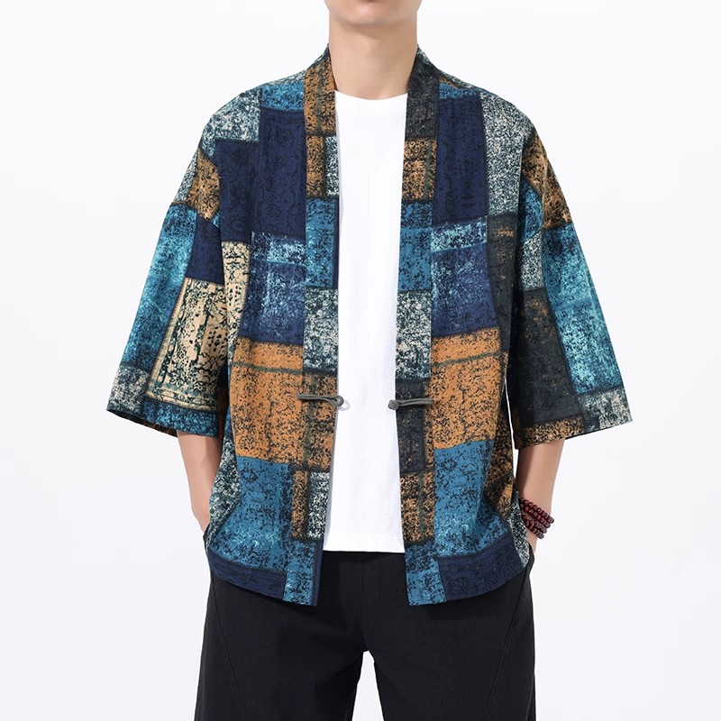 中国风男装棉麻上衣民族传统外套傣族傣装复古道袍汉服外搭衣服潮