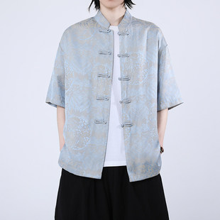 民族服装男款中式改良傣装上衣中国风云南穿搭唐装成人傣族衣服装