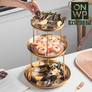 三層海鮮架生蠔盤西餐多層塔日韓料理刺身盤自助網(wǎng)紅創(chuàng)意餐具 美式